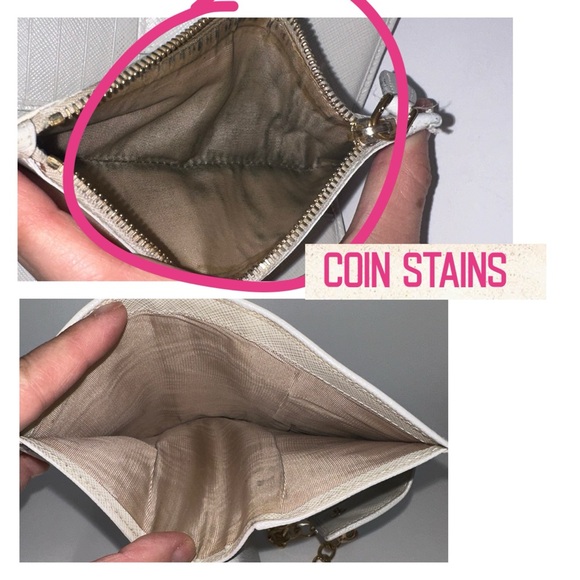 ๐ฏ PRADA Logo Off-White Saffiano Leather Bifold Wallet on Chain - Picture 7 of 13